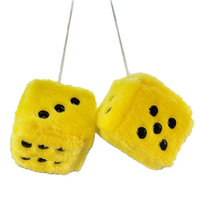 Big Long Hair Hot Stamping Dot Dice Plush Toy Cube Pendant Car Ornament Sieve Anime Car Decoration Accessories Auto Pendant