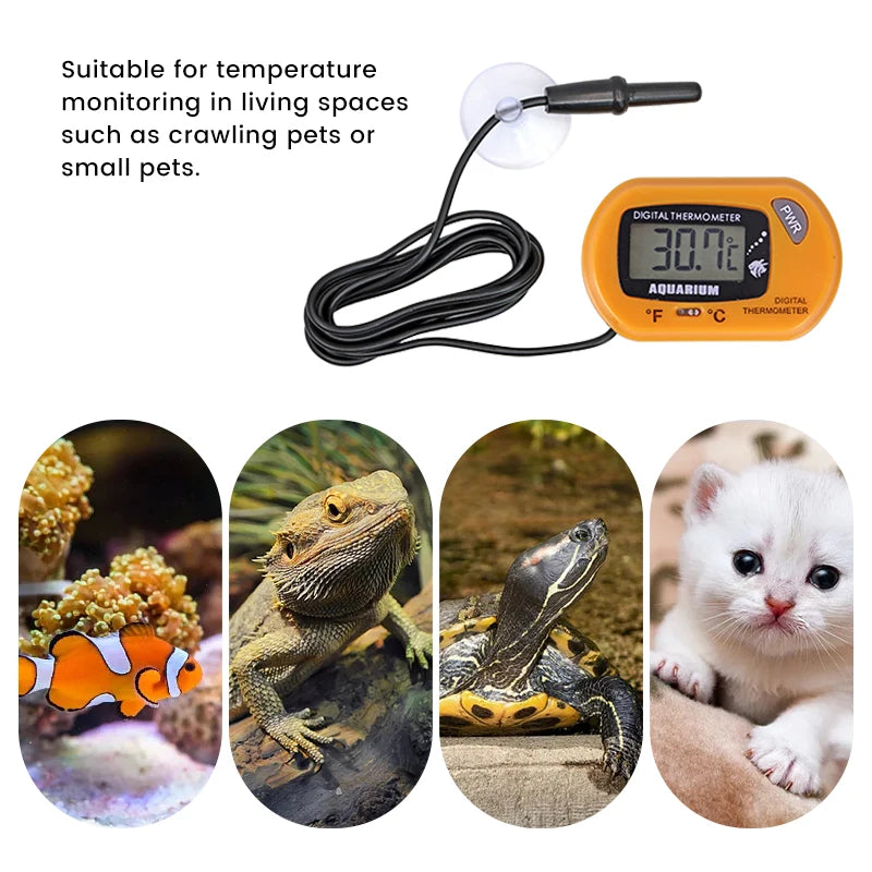 Fish Tank Thermometer LCD Digital Aquarium Temperature Water Meter Aquarium Temp Detector Fish Alarm Pet Supplies Tool Aquatic