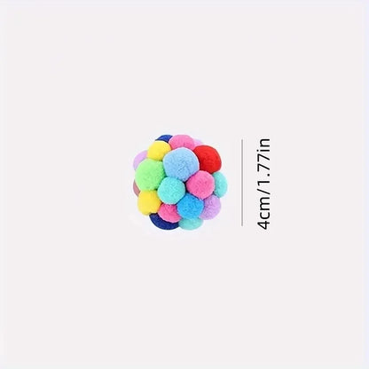 1/3PCS Cat Toys Cat Plush Ball Toy Pet Elastic Bell Ball Self Hi Ball Playing Cat Colorful Woolen Ball