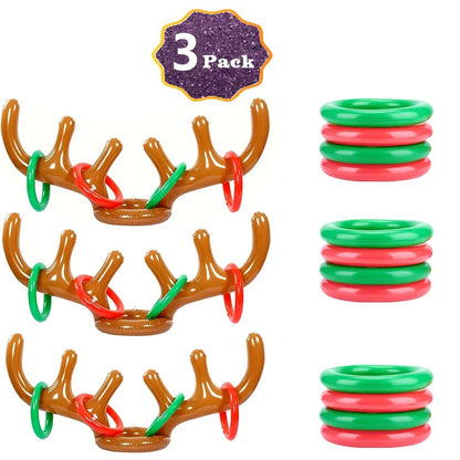 1/2/3pcs Inflatable Reindeer Antler Ring Toss Game Christmas Family Holiday Party Games Outdoor Indoor Ring Toss Xmas Gifts Toys