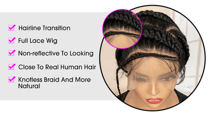 New Arrival Afro Bantu Braided Wigs Synthetic Full Lace Cornrow Box Braided Wigs Natural Handmade Braids Wig for Black Women