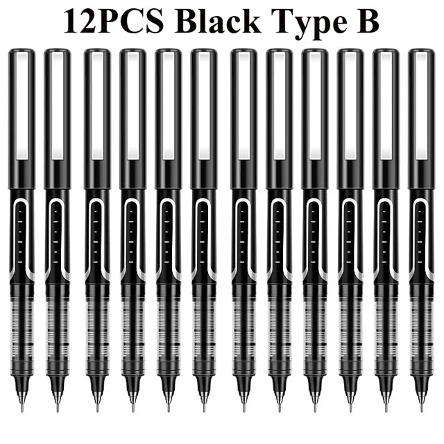 Deli Rollerball Pens, 12 Pack Blue/ Black Liquid Ink Ballpoint Gel Pens, 0.5 mm Fine Tip Rolling Ball Pens for Writing Drawing