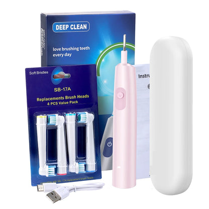 5 Modes Rotating Electric Toothbrush for Adults Smart Timer Deep Clean USB Rechargeable Tooth Brush with Replacement Heads