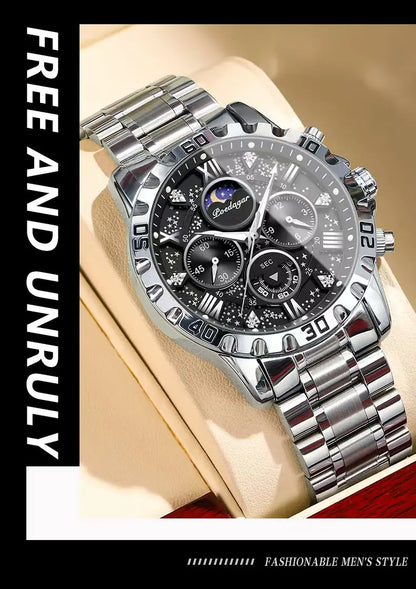 POEDAGAR Luxury Brand Men Watch Chronograph Waterproof Stainless Steel Luminous Male Watch Quartz Fashion Watches For Men Reloj