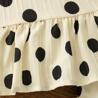 Toddler Girls 2 Piece Set Korean Style Polka Dot Bow Sleeveless Top & Shorts Newborn Baby Summer Cotton Casual Outfit for Play