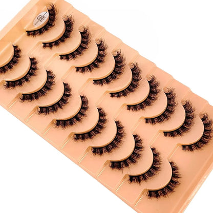 New 7/10 Pairs Faux Mink Eyelashes Handmade False Eyelashes Natural Nude Makeup Simulation Cross Messy Eye 3D Curly Eyelashes