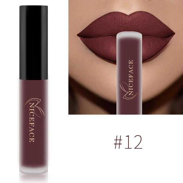 NICEFACE Nude Matte Liquid Lipsticks Waterproof Long Lasting Lip Gloss Sexy Red Velvet Lip Tint Women Makeup Cosmetics Batom