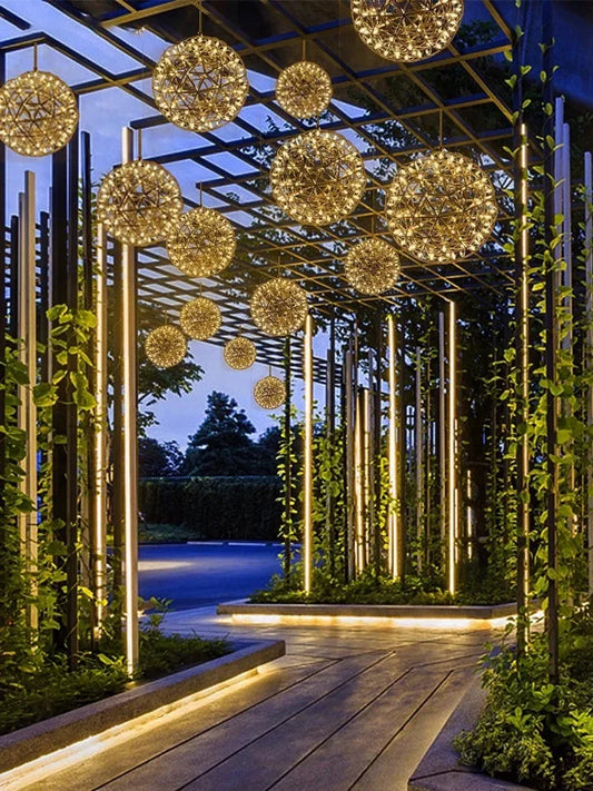 Modern Brief Loft Spark Ball LED Chandelier Fixture Firework Ball Stainless Steel Pendant Lamp for Home Decor Lighting 110-240V