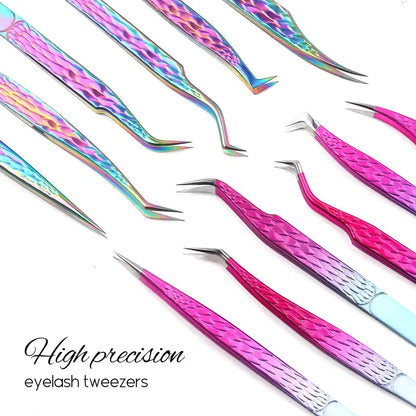 GEMERRY 1 Pcs Pink Gradient Angel Eyelash Tweezers Fiber Tips High Precision Professional Stainless Steel Tool