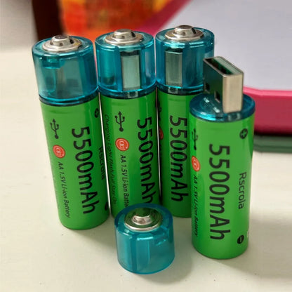 Universal AA Rechargeable Battery Durable 5500mAh Li-ion Battery AA USB Direct Charging for Toys Clocks Game Controllers Cameras