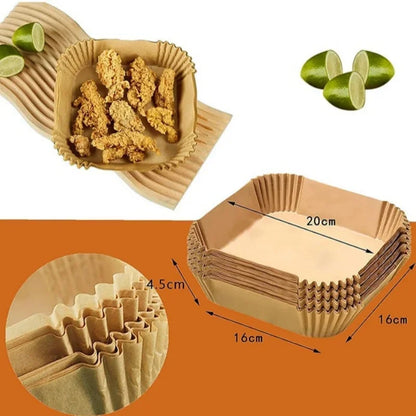 100Pcs Non Stick Air Fryer Liners Oil Waterproof Parchment Paper Baking Roasting Microwave Pre Cut Air Fryer Accessories