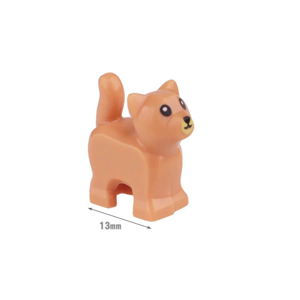City Animal Zoo Farm Series Building Blocks Street View Panda Brown Bear Cat Pig Long Wool Sheep Cow Cattle Pet Bricks Toys Kids