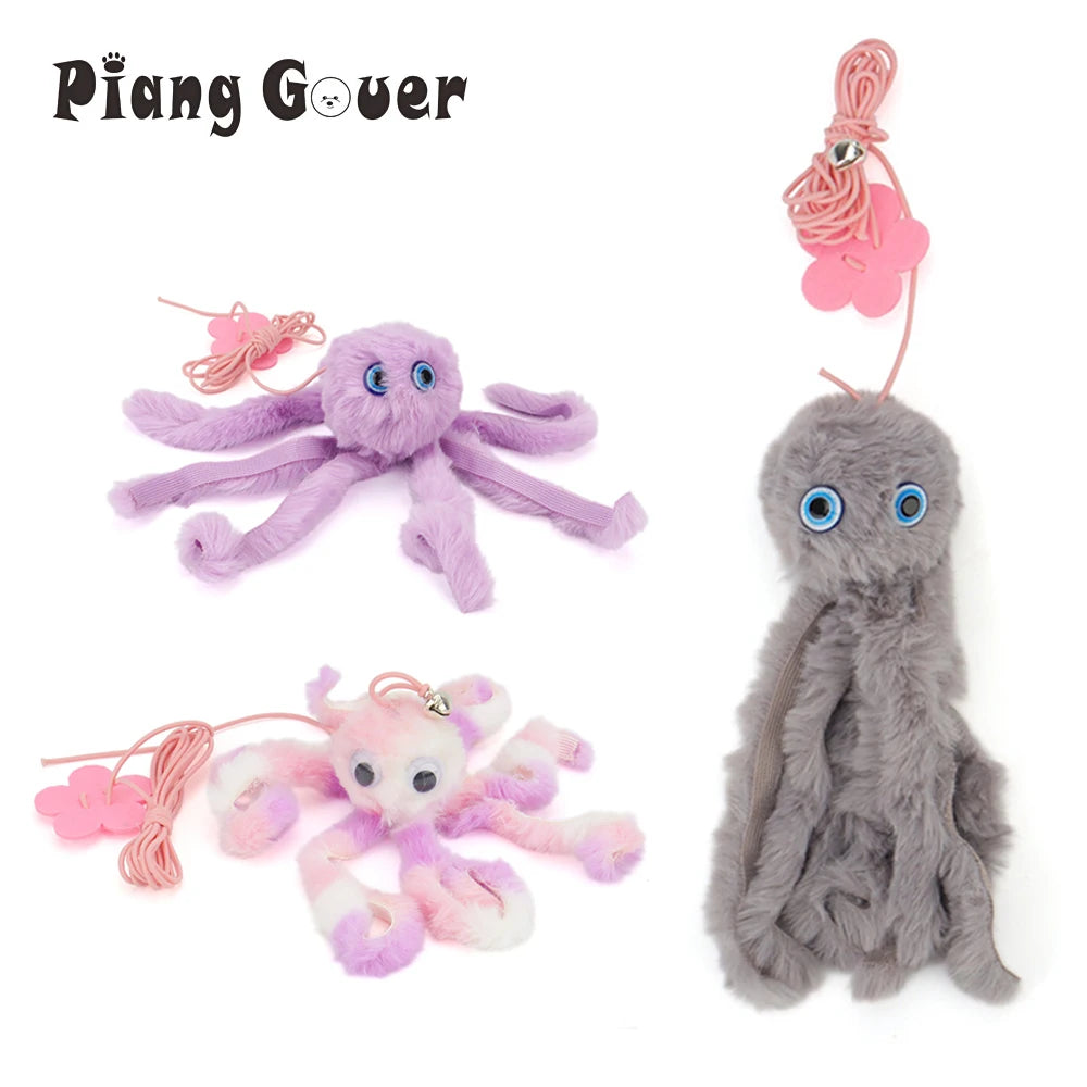 Small Octopus Cat Toy Suction Cup Hanging Cat Toy Squid Retractable Hanging Door Pet Supplies Self-hey Interactive