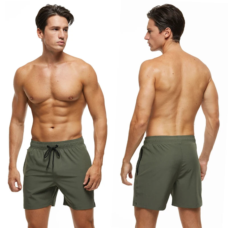Datifer Brand 2026 Summer Mens Shorts Solid Polyester Gym Traje De Baño Hombre Breathable Mesh Liner Side Pockets Sport Swimwear