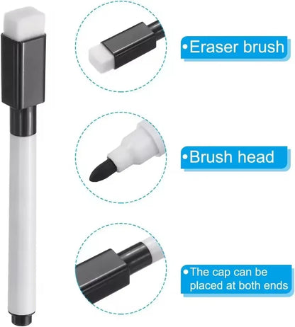 Whiteboard Marker Pen Black Dry Erase Caps 2 in 1 Markers Whiteboard Writing Drawing Pens for School Office Supplies Stationery