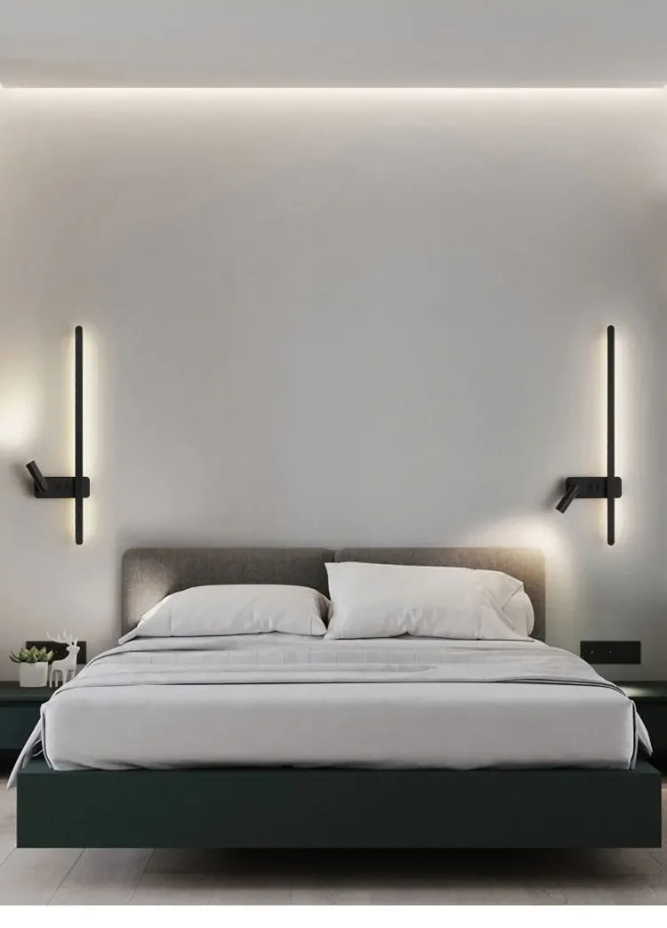 Modern Simple Long LED Wall Lamp Creative Rotatable Spotlights Living Room Bedroom Bedside Lighting Background Wall Home Decor