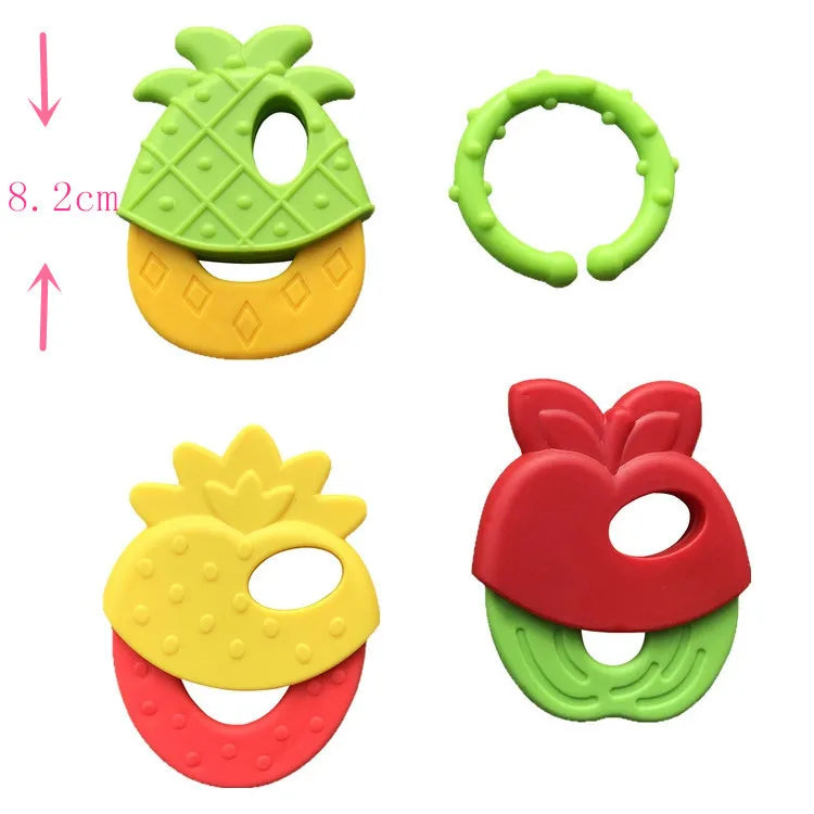 Silicone Teethers for Baby Things Newborn Chews Food Grade Teethers Training Bed Toy  Baby fruit item Feeding Infant Rattle