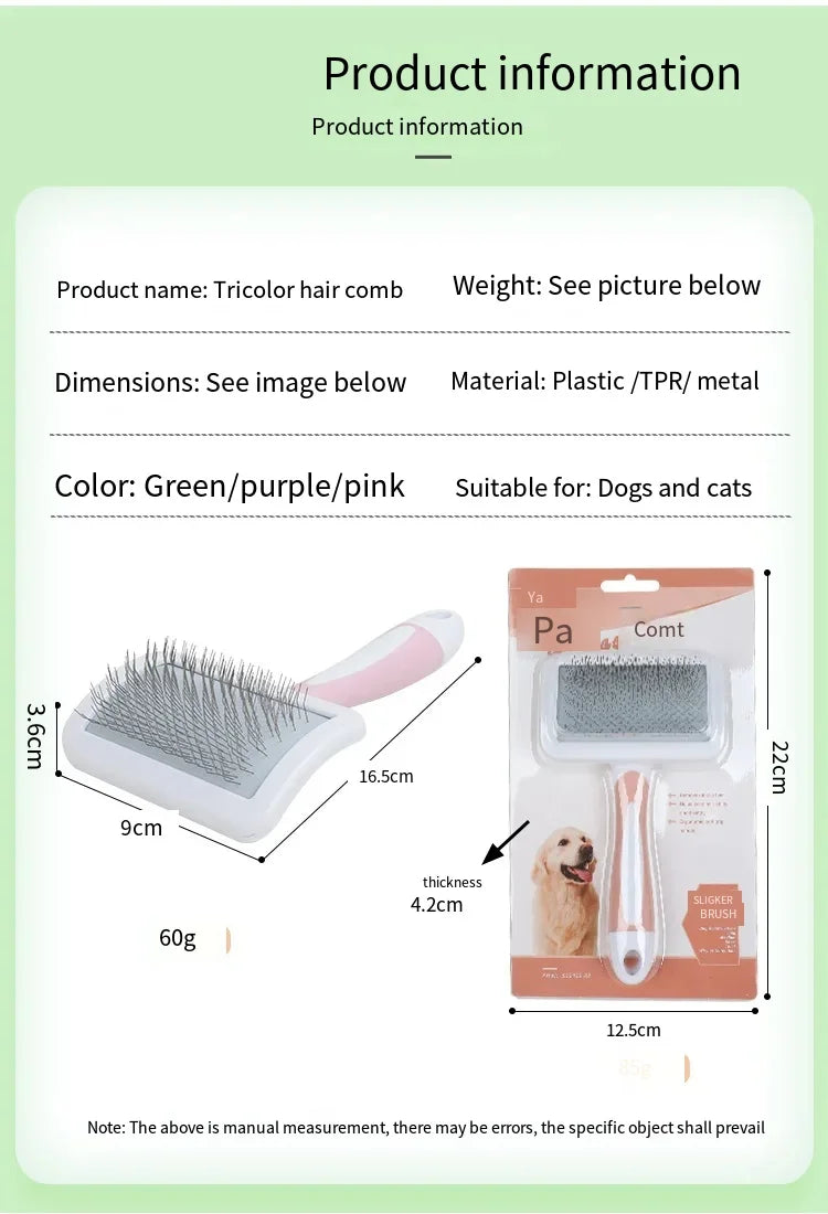 Pet Hair Shedding Comb Dog Cat Brush Grooming Long Hair Indoor Cats Brush Hair Remover Cleaning Beauty Slicker Pet Supplies