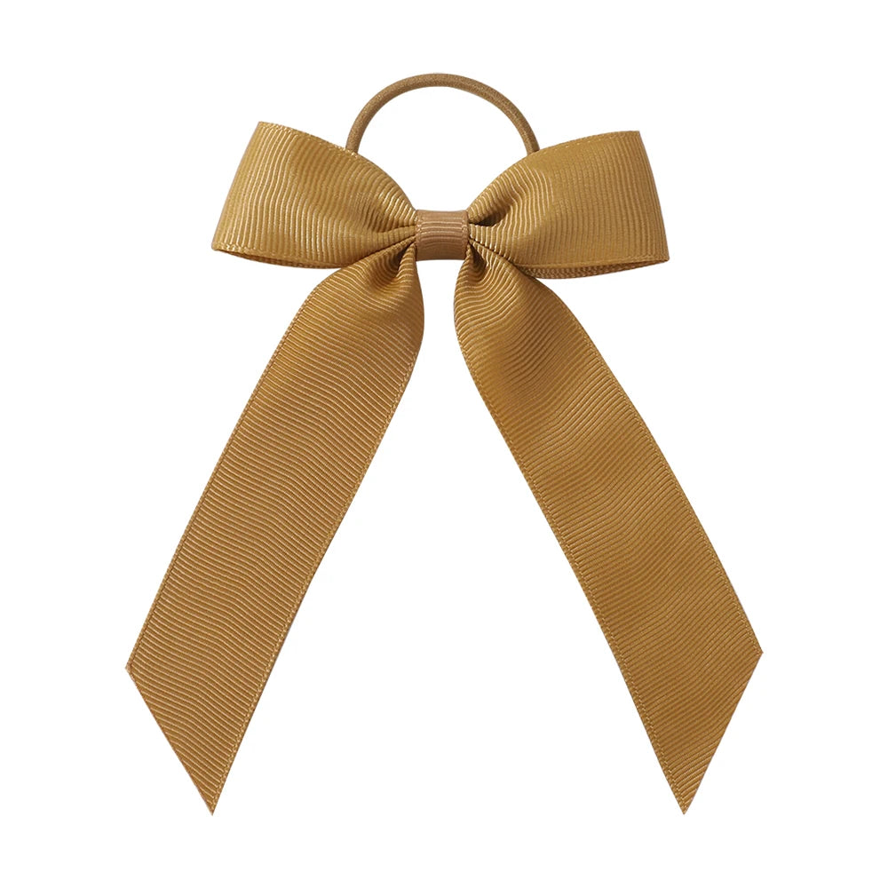1PC Solid Color Ribbon Pigtail Hair Bows Elastic Hair Bands Holders Ties Hair Accessories for Baby Girls Infants Toddler