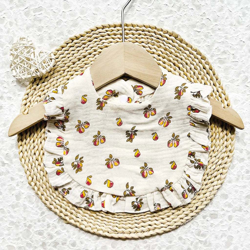 New Spring and Summer Baby Small Floral Bib, Girls' Gauze Ruffle Bib, Cute Baby Drool Towel