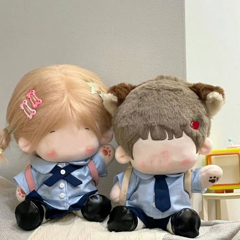 20cm Doll Clothes Blue School Uniform Blouse Set Skirt Suit Clothes For Cotton Stuffed Dolls Toys Accessories Doll Outfit
