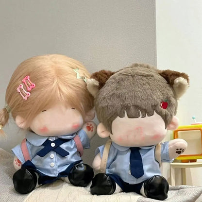 20cm Doll Clothes Blue School Uniform Blouse Set Skirt Suit Clothes For Cotton Stuffed Dolls Toys Accessories Doll Outfit