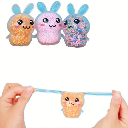 1PCS  Squishy Bunny Stress Balls with Light Stress Relief Toy Girls Kids Fidget Toys Colorful Rabbit for Easter Basket Stuffers