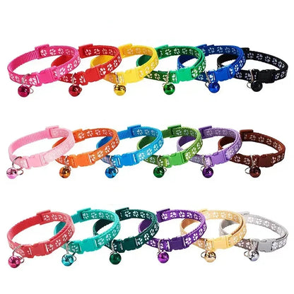 1/3/6/12/18Pcs Hot Pet Cat Bell Collar Dog Print Cat Collar Multi-Color Optional Necklace Ring Cat Rope Collar Pet Supplies