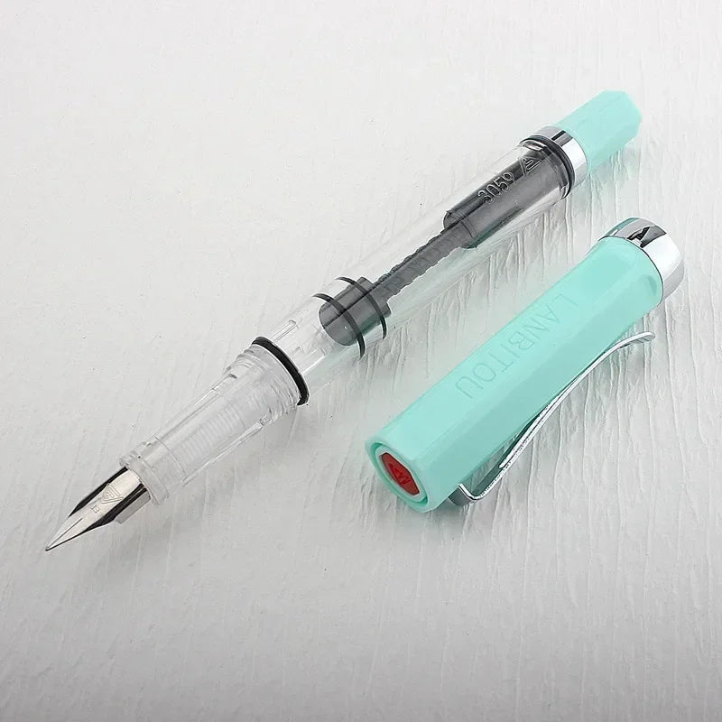 High Quality 3059 Piston Fountain Pen Resin Transparent Ink Pen EF/F Nib 0.38/0.5mm Fountain Pen Business Gif