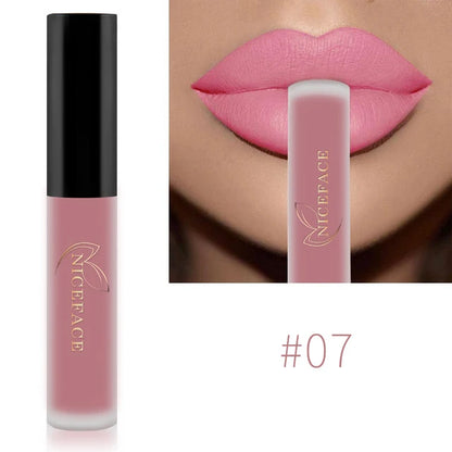 NICEFACE Nude Matte Liquid Lipsticks Waterproof Long Lasting Lip Gloss Sexy Red Velvet Lip Tint Women Makeup Cosmetics Batom