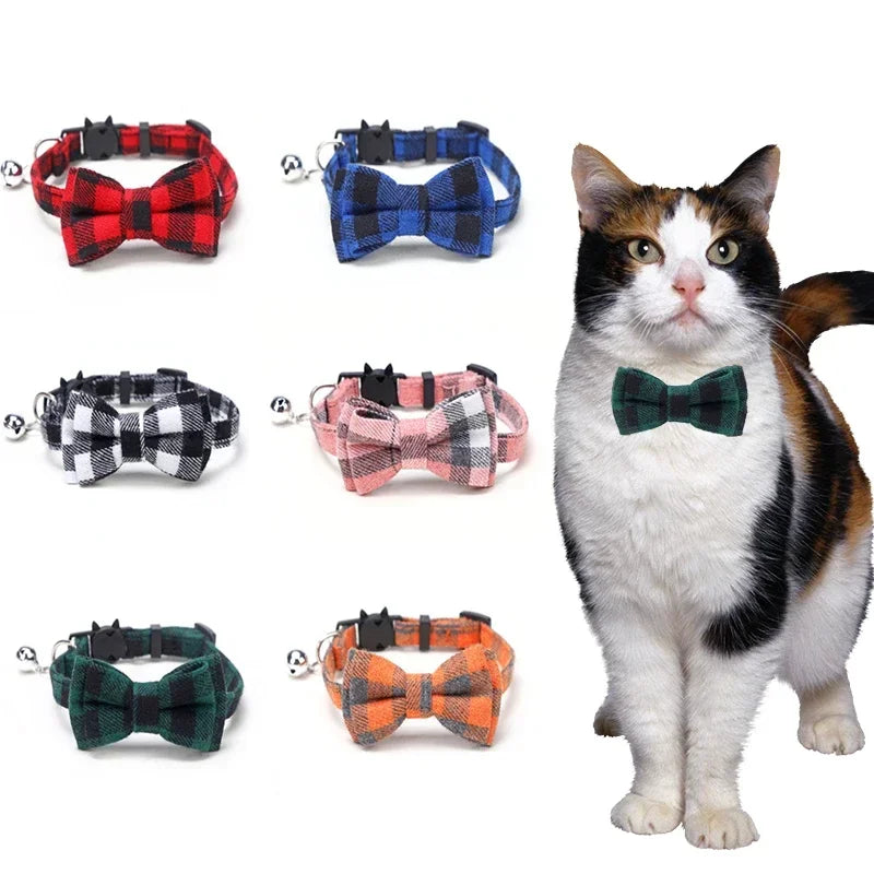 1PC Cute Cat Collar Small Puppy Cat Dog Collars Bow Kitten Collar Bowknot Necklace with Bell for Dog Cat Chihuahua Pet Supplies
