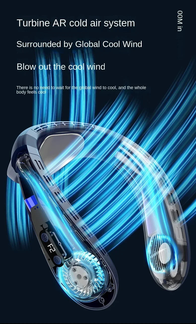 720 Degree Cooling Neck Hanging Fan Rechargeable Semiconductor Cooling Bladeless Mute Fan Portable Wearable Summer Air Cooler
