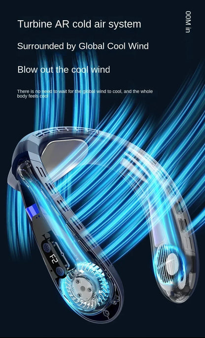 720 Degree Cooling Neck Hanging Fan Rechargeable Semiconductor Cooling Bladeless Mute Fan Portable Wearable Summer Air Cooler