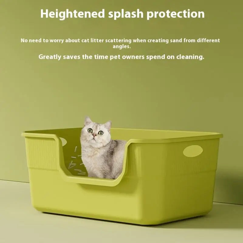 Open-Top Cat Potty Cat Garbage Odor-Resistant Bin Large Capacity Large Size Semi Enclosed Anti-Spla Cat Toilet Pet Supplies
