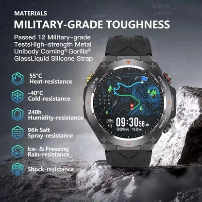 2025 GPS New Men Dual-band Positioning Smart Watch Men AMOLED Compass Waterproof 650mAh Battery Military Sport Watches New