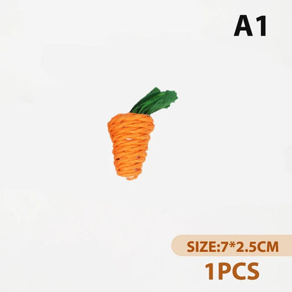 Hamster Rabbit Chew Toy Bite Grind Teeth Toys Corn Carrot Woven Balls for Tooth Cleaning Radish Molar Toys funny Pet Supplies