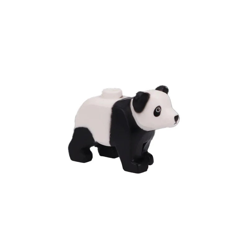 City Animal Zoo Farm Series Building Blocks Street View Panda Brown Bear Cat Pig Long Wool Sheep Cow Cattle Pet Bricks Toys Kids