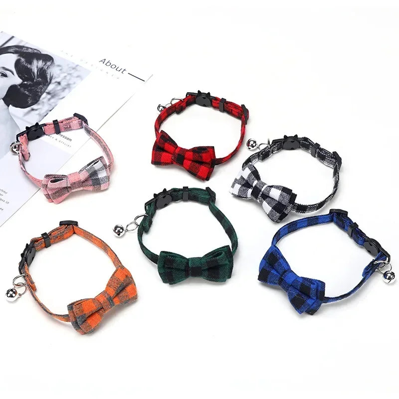 1PC Cute Cat Collar Small Puppy Cat Dog Collars Bow Kitten Collar Bowknot Necklace with Bell for Dog Cat Chihuahua Pet Supplies