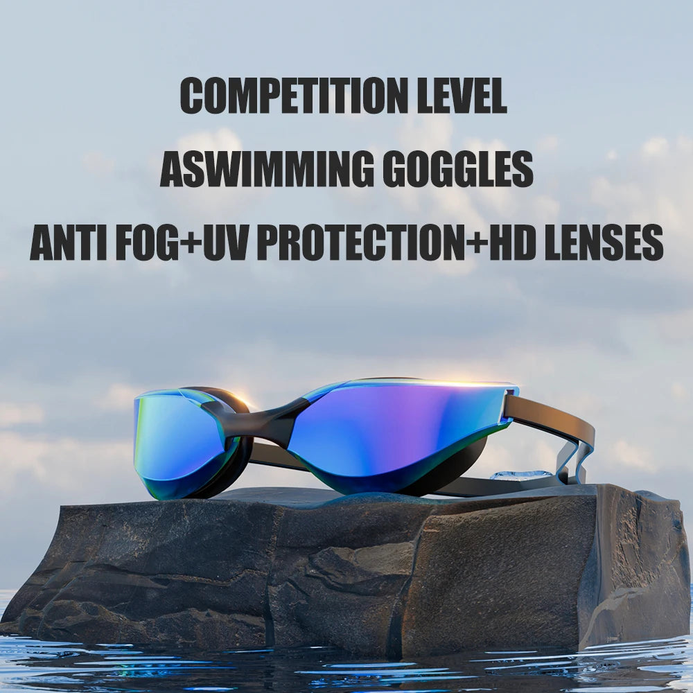 JSJM New Professional Swimming Goggles for Adults HD Anti-Fog Waterproof Silicone Swim Cap + Swim Glasses for Men & Women Gifts