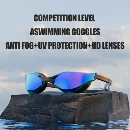 JSJM New Professional Swimming Goggles for Adults HD Anti-Fog Waterproof Silicone Swim Cap + Swim Glasses for Men & Women Gifts