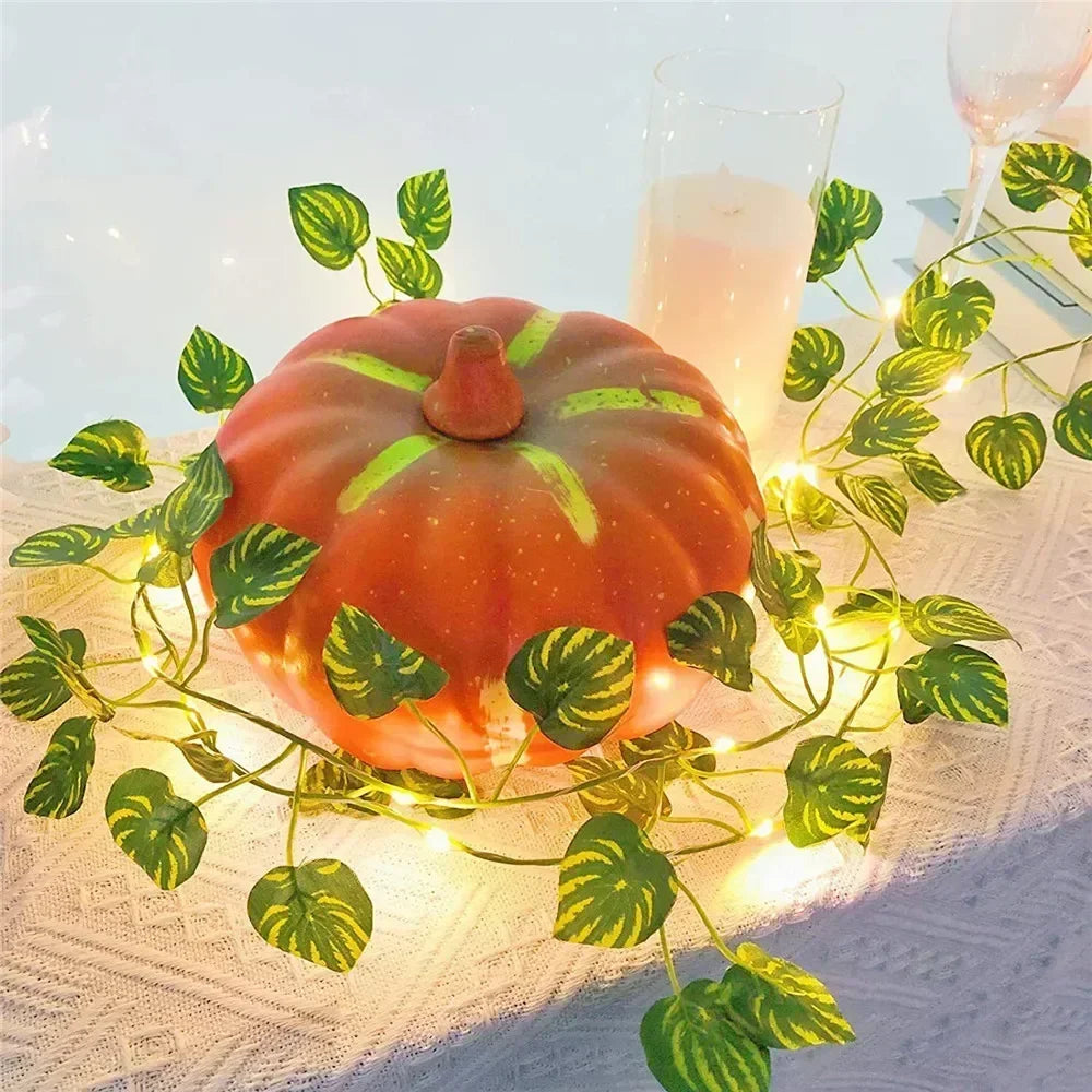 Solar 2M/5M/10M Flower Green Leaf String Light Artificial Vine Fairy Light Tree Eave Garland Light for Party Wedding Home Decor
