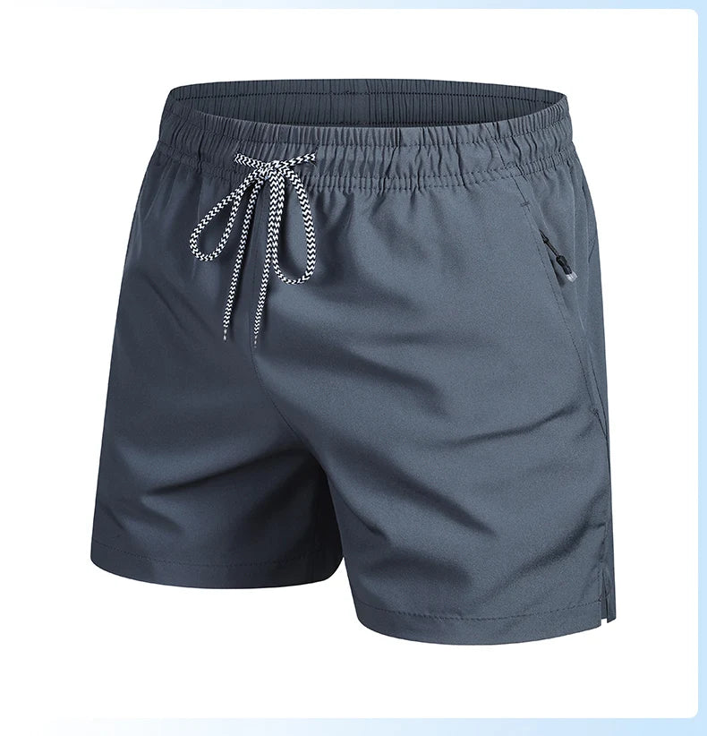 2025 New Summer Men's Beach Shorts Beach New Models Solid Color Fashion Leisure Comfortable Elastic Waist Double Pockets Cool