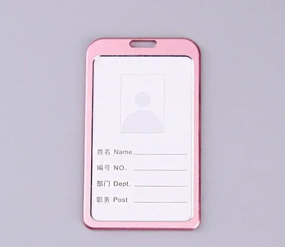 Credit Card Cover Women Aluminum Alloy Work Name Card Holders Case Business Work Card ID Badge Lanyard Holder Metal Bags
