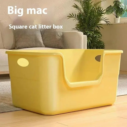 Open-Top Cat Potty Cat Garbage Odor-Resistant Bin Large Capacity Large Size Semi Enclosed Anti-Spla Cat Toilet Pet Supplies