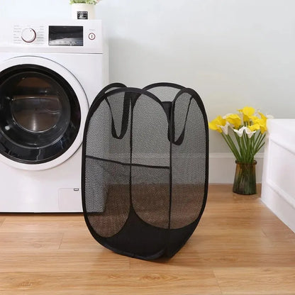Large Capacity Foldable Dirty Clothes Basket Mesh Bathroom Storage Bucket Portable Organizer for Laundry