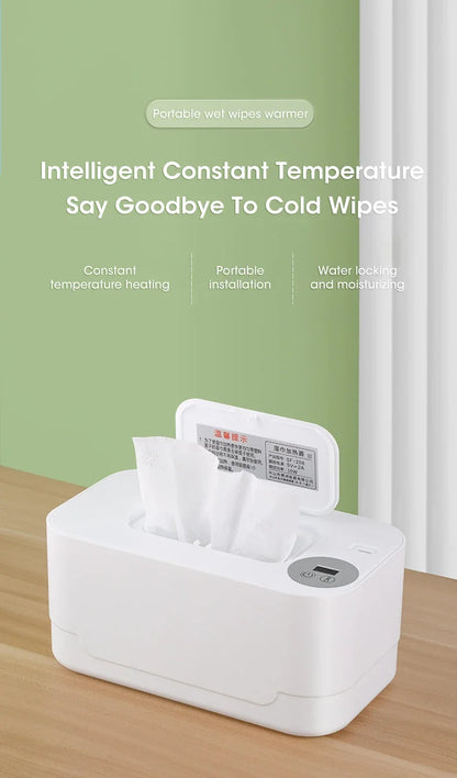 Baby Wet Wipe Heater Warmer with LED Display Wet Towel Dispenser Portable USB Baby Wipe Warmer Napkin Heating Box Home/Car