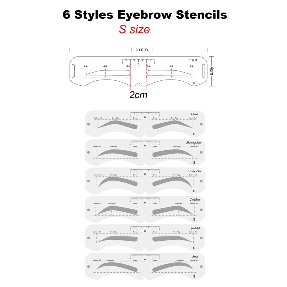 Reusable Eyebrow Shaper DIY 6PCS Set Soft Ruler Brow Definer Eyebrow Stamp Card Soft Ruler Stencil Shaping Makeup Tool