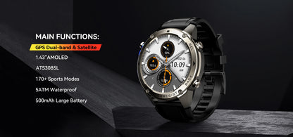 LIGE New GPS Tracker Smart Watch Men 466*466 AMOLED Screen Men Watches 50M Waterproof Outdoor Compass 500mAh Battery Smartwatch