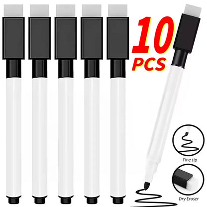 Whiteboard Marker Pen Black Dry Erase Caps 2 in 1 Markers Whiteboard Writing Drawing Pens for School Office Supplies Stationery