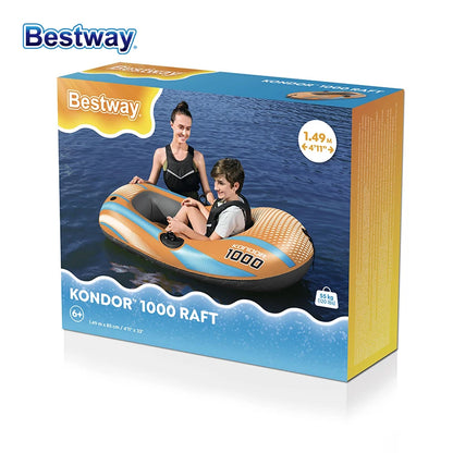 Bestway 61136/61140/61142/61146 1-3 Person Heavy Duty Inflatable Kayak - Long Lasting PVC Rafting Adventure Boat for Thrilling